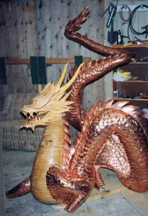 Hand made dragon, 6.5 feet high, 25 feet long.